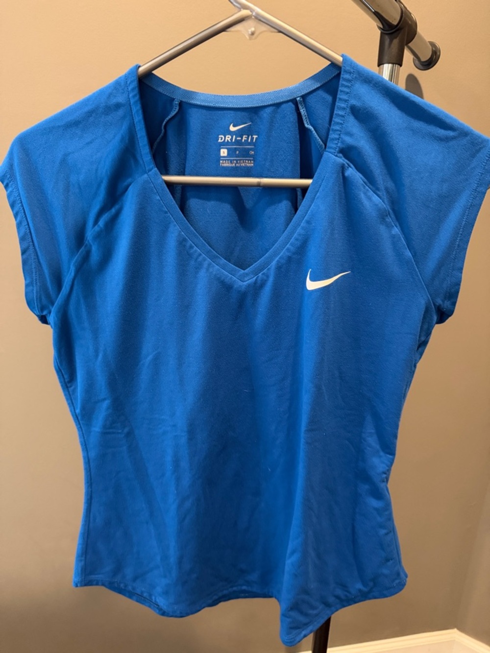 Nike Blue Dri-FIT Short Sleeve V-Neck Top